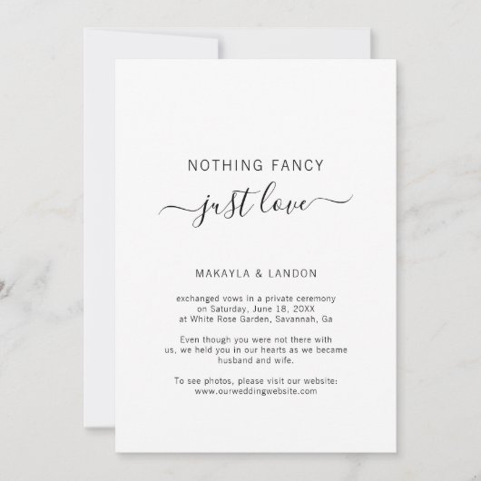 Niets Fancy gewoon Liefde Foto Weddenschap Aankondiging (Voorkant)