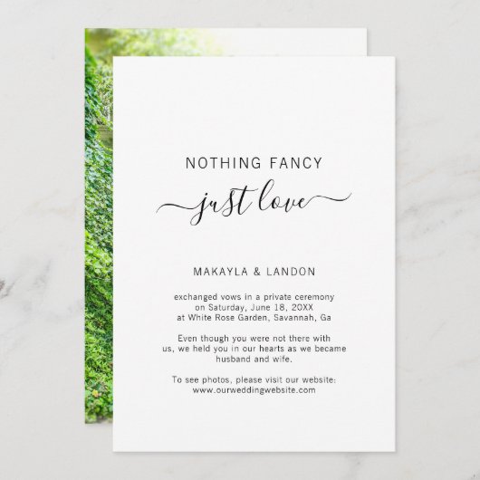Niets Fancy gewoon Liefde Foto Weddenschap Aankondiging (Voorkant / Achterkant)