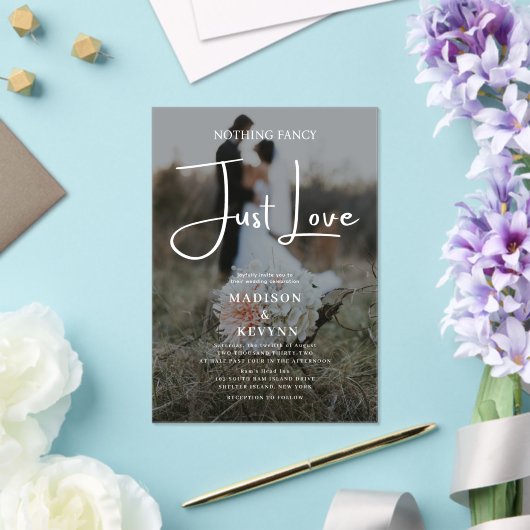 Niets Fancy gewoon Liefde Foto Weddenschap Acryl Uitnodigingen (Insitu (Huwelijk))