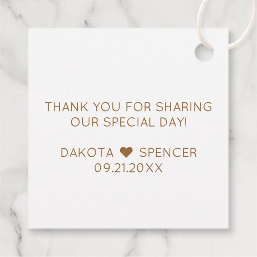 Niets Fancy gewoon liefde | Gold Heart Micro Weddi Bedankjes Labels (Achterkant)