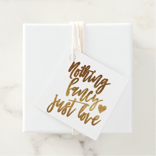 Niets Fancy gewoon liefde | Gold Heart Micro Weddi Bedankjes Labels (In situ)