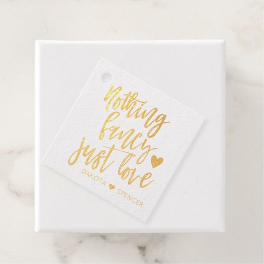 Niets Fancy gewoon liefde | Gold Heart Micro Weddi Bedankjes Labels (Met doos)