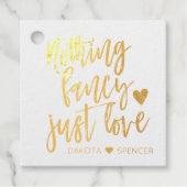 Niets Fancy gewoon liefde | Gold Heart Micro Weddi Bedankjes Labels (Voorkant)