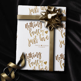 Niets Fancy gewoon liefde | Gold Heart Micro Weddi Cadeaupapier