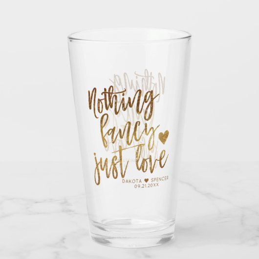 Niets Fancy gewoon liefde | Gold Heart Micro Weddi Glas (Achterkant)