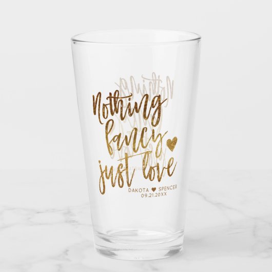 Niets Fancy gewoon liefde | Gold Heart Micro Weddi Glas (Voorkant)