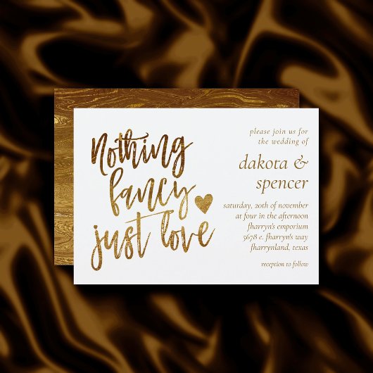 Niets Fancy gewoon liefde | Gold Heart Micro Weddi Kaart