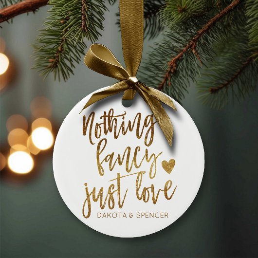Niets Fancy gewoon liefde | Gold Heart Micro Weddi Keramisch Ornament
