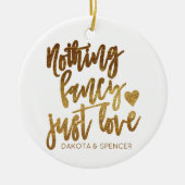 Niets Fancy gewoon liefde | Gold Heart Micro Weddi Keramisch Ornament (Voorkant)