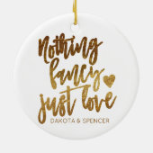 Niets Fancy gewoon liefde | Gold Heart Micro Weddi Keramisch Ornament (Achterkant)