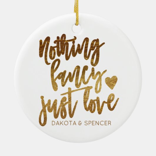 Niets Fancy gewoon liefde | Gold Heart Micro Weddi Keramisch Ornament (Achterkant)