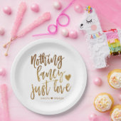 Niets Fancy gewoon liefde | Gold Heart Micro Weddi Papieren Bordje (Feest)