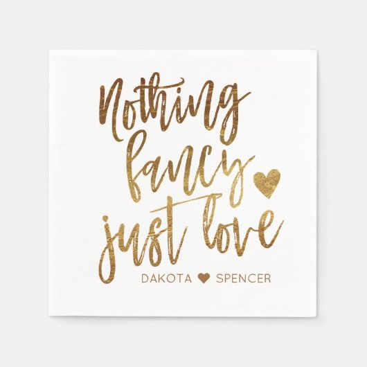 Niets Fancy gewoon liefde | Gold Heart Micro Weddi Servet (Voorkant)