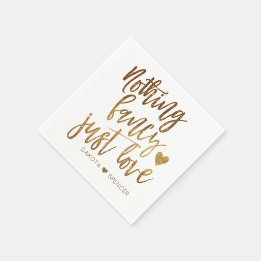Niets Fancy gewoon liefde | Gold Heart Micro Weddi Servet (Hoek)