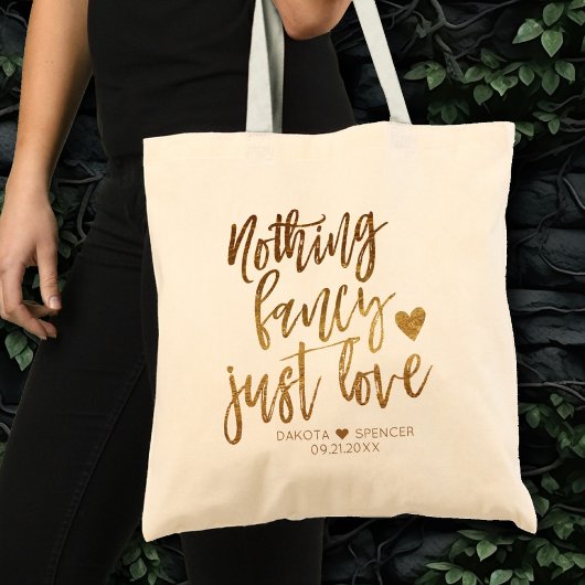 Niets Fancy gewoon liefde | Gold Heart Micro Weddi Tote Bag