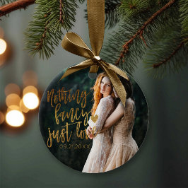 Niets Fancy gewoon liefde | Gouden hart bruiloft f Keramisch Ornament