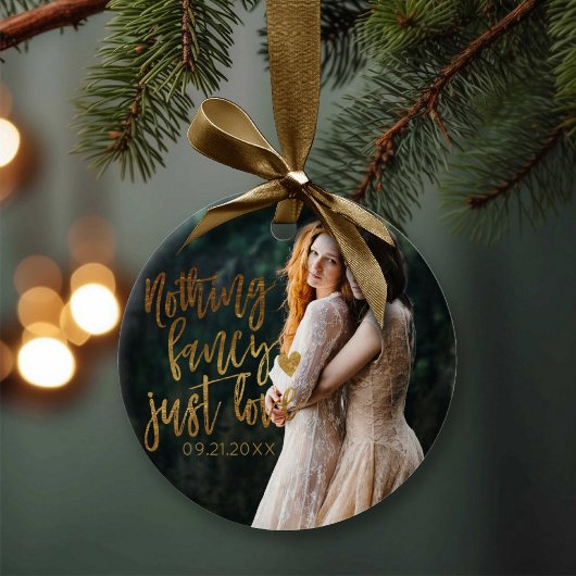 Niets Fancy gewoon liefde | Gouden hart bruiloft f Keramisch Ornament