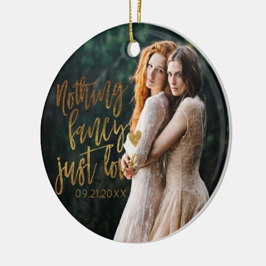 Niets Fancy gewoon liefde | Gouden hart bruiloft f Keramisch Ornament (Links)