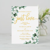 Niets Fancy gewoon Liefde Greenery Wedding Folie Uitnodiging (Staand Voorkant)