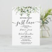 Niets Fancy gewoon Liefde Greenery Wedding Kaart (Staand voorkant)