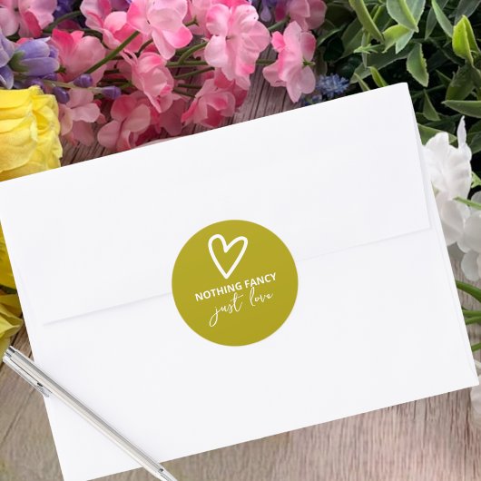 Niets Fancy Gewoon Liefde Groovy Groen Bruiloft Ronde Sticker