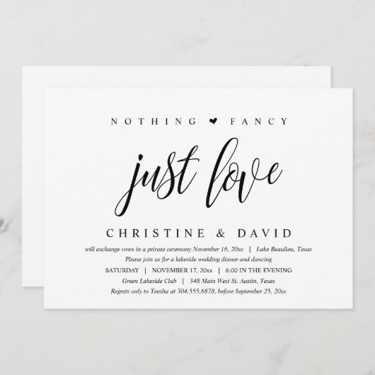 Niets fancy, gewoon liefde, Happily Ever After Fee Kaart (Voorkant / Achterkant)