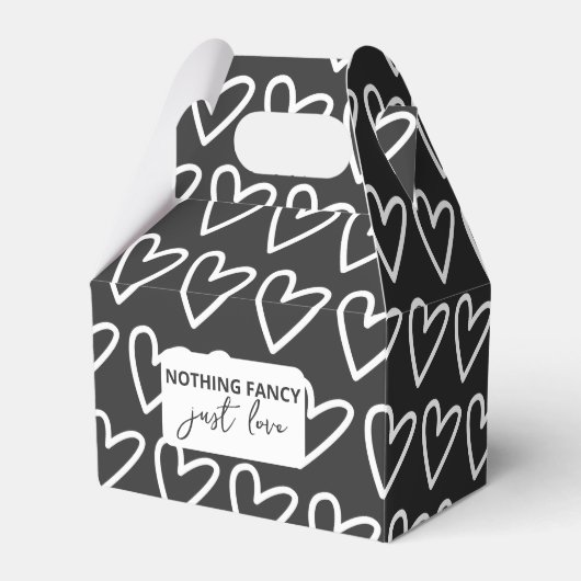 Niets Fancy Gewoon Liefde Hart Patroon Bruiloft Bedankdoosjes (Voorkant Zijde)