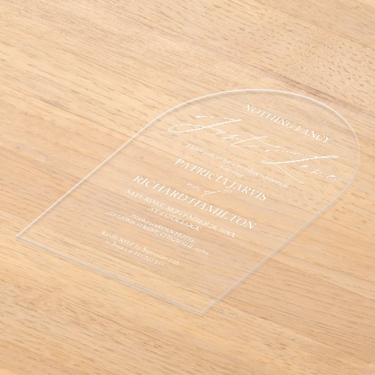 Niets Fancy gewoon liefde intieme bruiloft Acryl Uitnodigingen (Laagn)