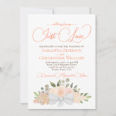 Niets Fancy Gewoon Liefde Koraal Peach Bloemen Bru Kaart (Voorkant)