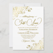 Niets Fancy Gewoon Liefde Lacy Gold & White Weddin Kaart (Voorkant)