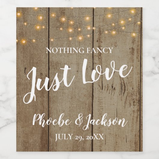 Niets Fancy Gewoon Liefde Land Glam Bruiloft Wijn Etiket (Enkel label)