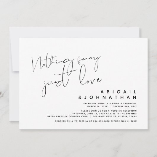 Niets fancy, gewoon liefde, 'm elopement kaart (Voorkant)