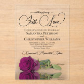 Niets Fancy Gewoon Liefde Magenta Plum Roos bruilo Acryl Uitnodigingen (Voorkant)