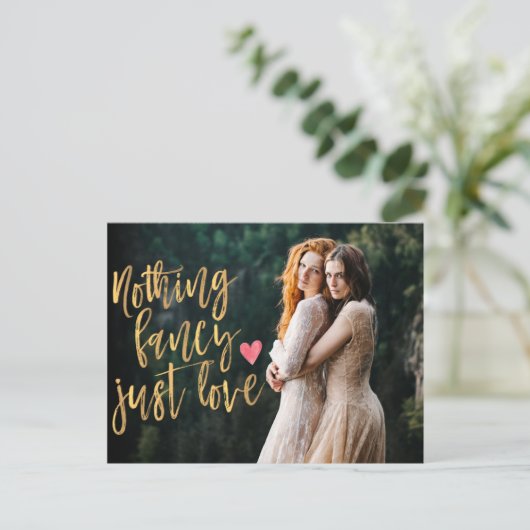 Niets Fancy gewoon liefde | Micro Wedding Foto Briefkaart (Staand voorkant)