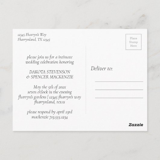 Niets Fancy gewoon liefde | Micro Wedding Foto Briefkaart (Achterkant)