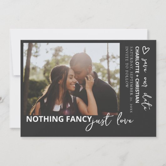 Niets Fancy gewoon liefde minimalistisch Save The Date (Voorkant)