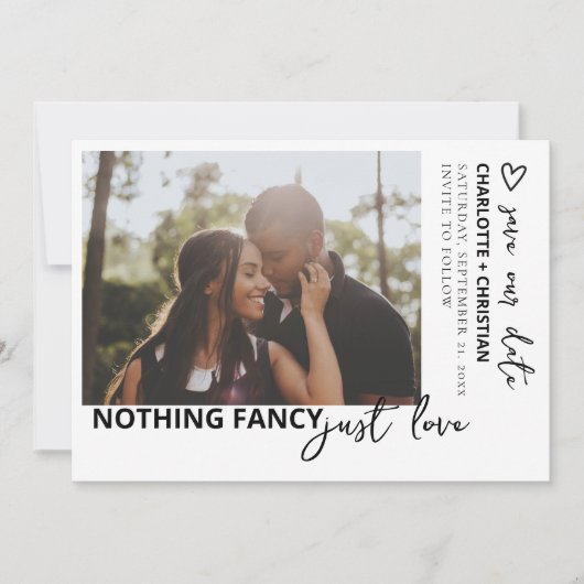 Niets Fancy gewoon liefde minimalistisch Save The Date (Voorkant)