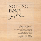Niets Fancy gewoon liefde minimalistische Casual b Acryl Uitnodigingen (Voorkant)