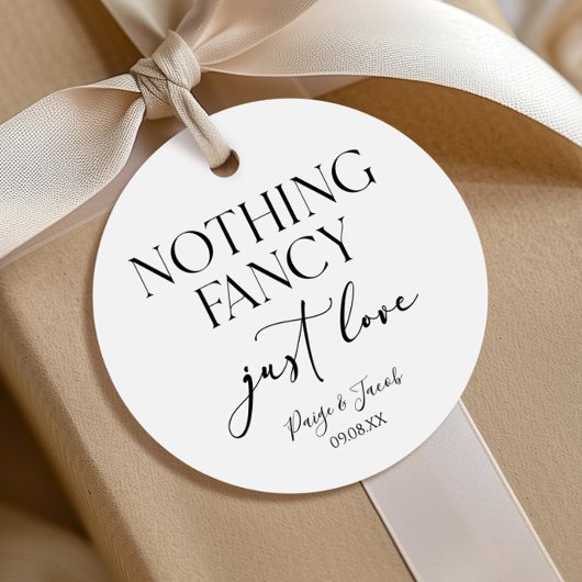 Niets Fancy gewoon liefde minimalistische Casual b Bedankjes Labels