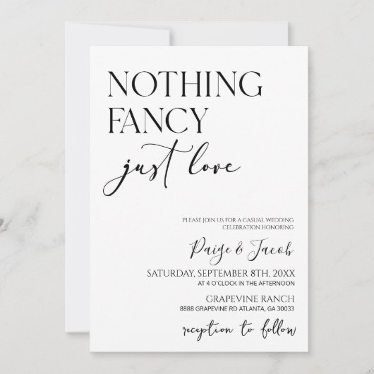 Niets Fancy gewoon liefde minimalistische Casual b Kaart (Voorkant)