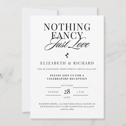 Niets Fancy gewoon liefde minimalistische Casual b Kaart (Voorkant)