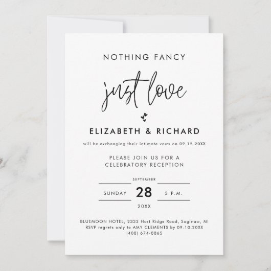 Niets Fancy gewoon liefde minimalistische Casual b Kaart (Voorkant)