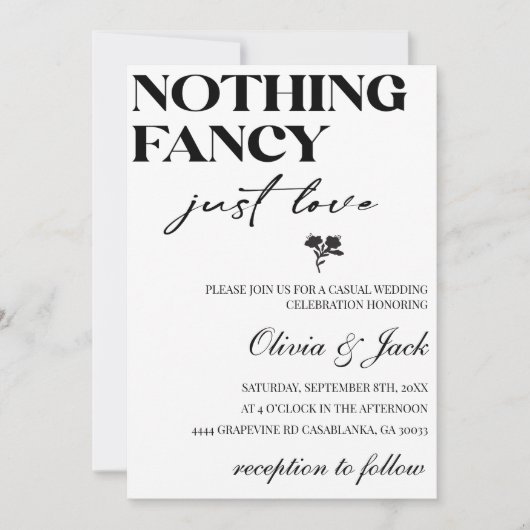 Niets Fancy gewoon liefde minimalistische Casual b Kaart (Voorkant)