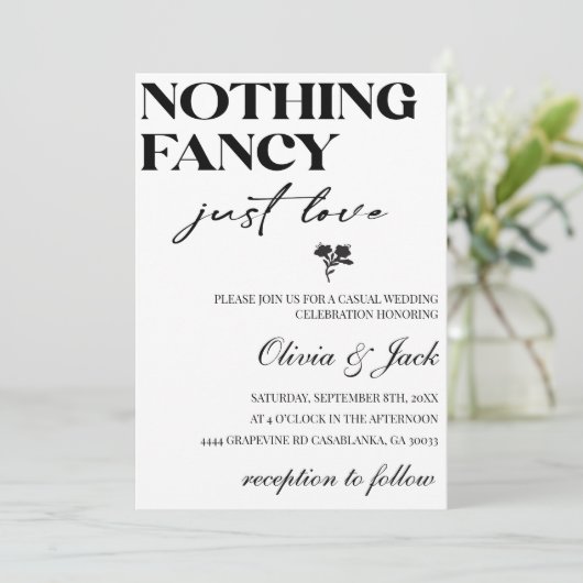 Niets Fancy gewoon liefde minimalistische Casual b Kaart (Staand voorkant)