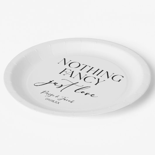 Niets Fancy gewoon liefde minimalistische Casual b Papieren Bordje (Gekanteld)