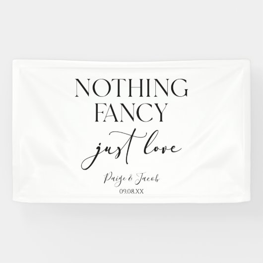 Niets Fancy gewoon liefde minimalistische Casual b Spandoek (Horizontaal)