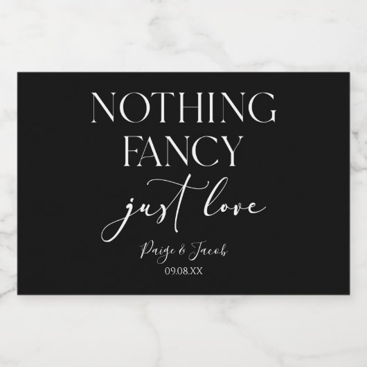 Niets Fancy gewoon liefde minimalistische Casual b Sparkling Wijnetiket (Enkel label)