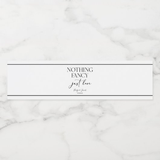Niets Fancy gewoon liefde minimalistische Casual b Waterfles Etiket (Enkel label)