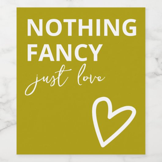 Niets Fancy gewoon liefde minimalistische groene b Wijn Etiket (Enkel label)