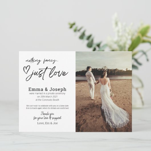 "Niets fancy gewoon liefde", Modern Minimalist Fot Aankondiging (Staand voorkant)